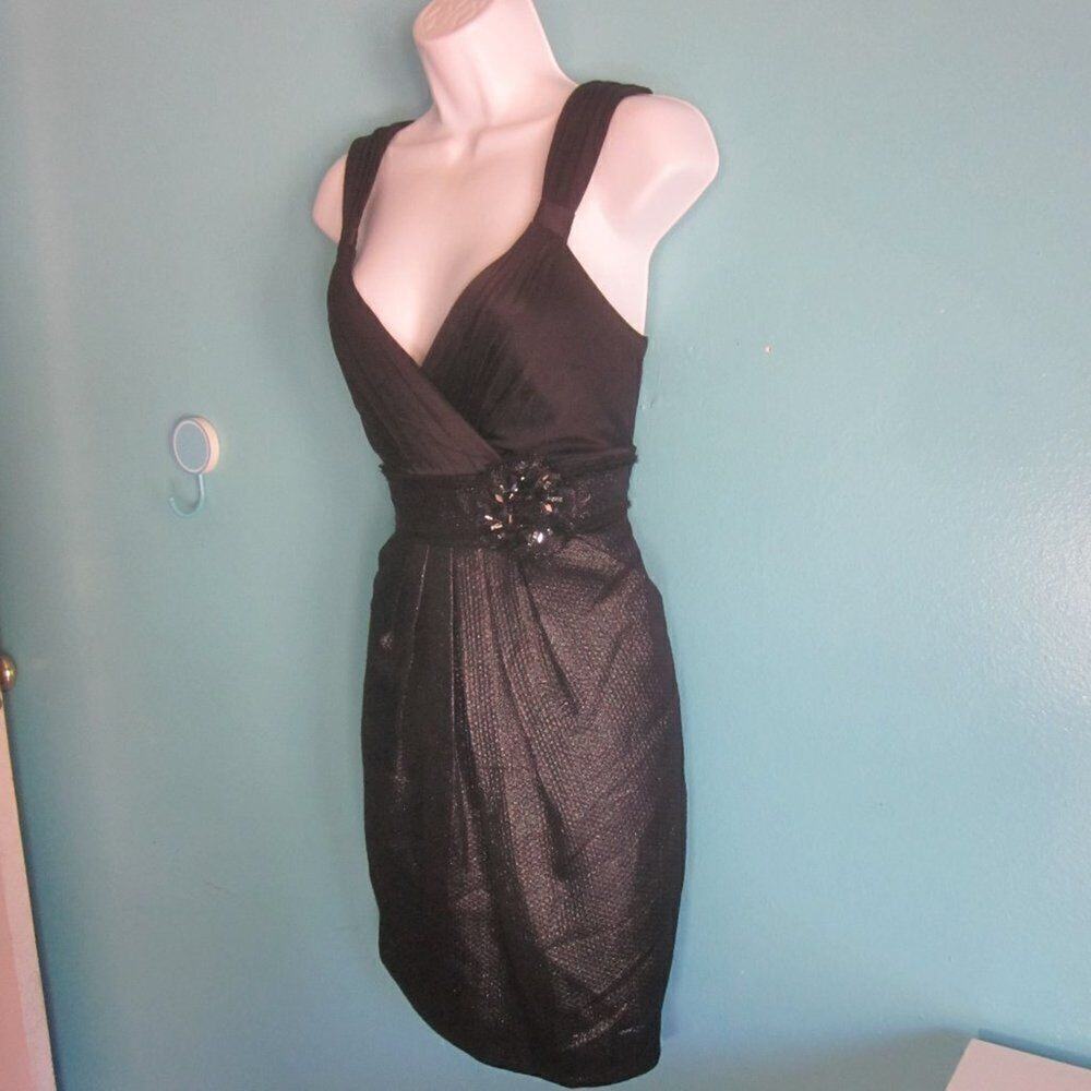 BCBG Womens Black Vintage 90s Y2K Cocktail Dress 6 Lined Zip Little Black LBD